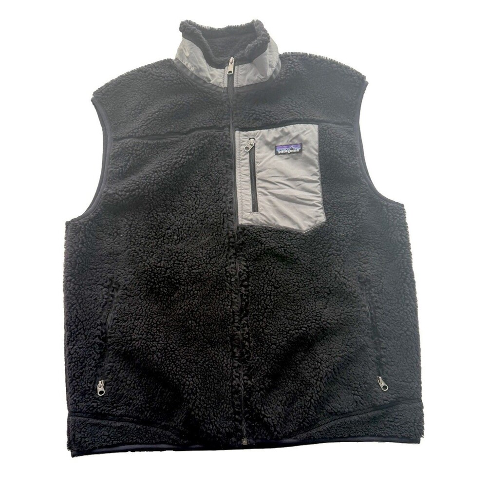Vtg Patagonia Classic Retro X Vest Men XL Black Full Zip Sherpa Fleece 23046